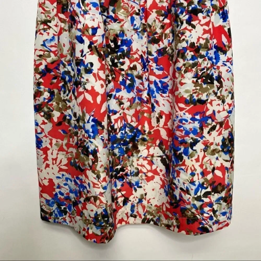 J. Crew Printed Seaside Cami Dress Blue Red Floral Size 4